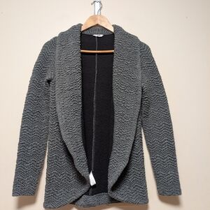 Three Dots Textured Open Front Jacket – Women’s Small – Gray